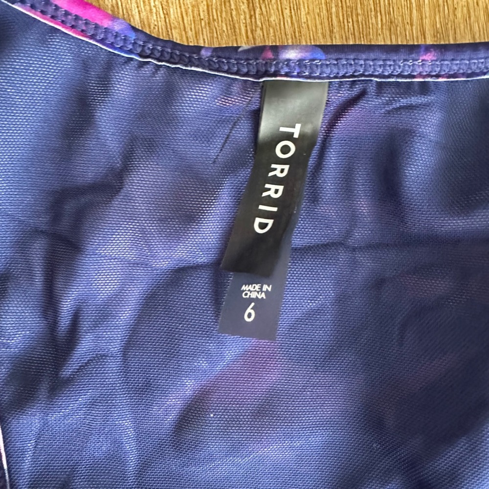 Torrid Shark Print Tankini Swim Set Navy Blue Pink Purple Plus Size 6 NEW - Picture 4 of 11